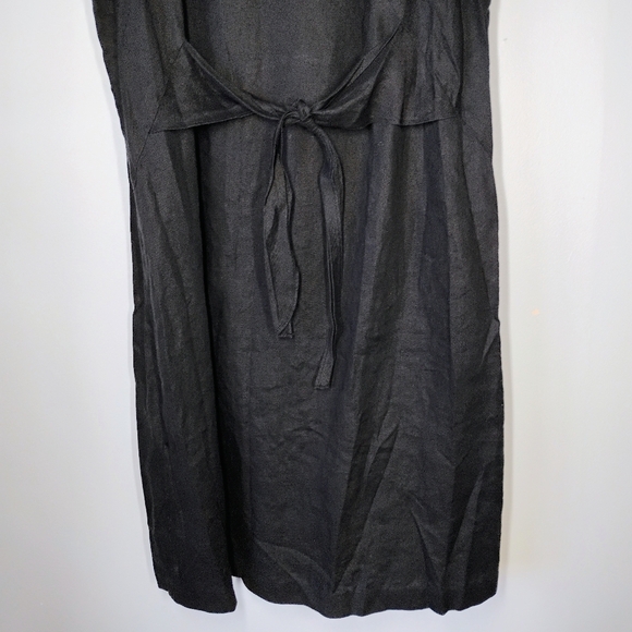 J Jill Love Linen Tie Front Midi Dress Womens Plus 3X Black Minimalist Lagenlook - Picture 3 of 10